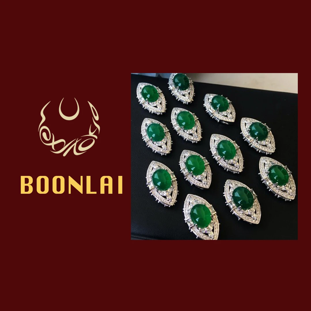 铜合金合成锆石吊坠 Boonlai 大货新中式绿色锆石国风马眼吊坠