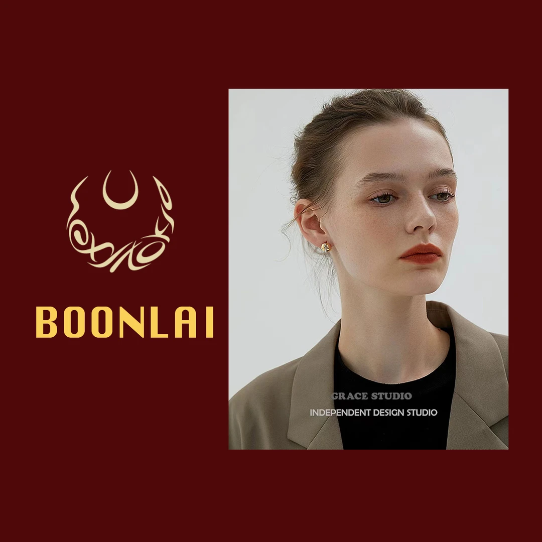 铜合金耳饰 Boonlai 圆形镶钻A耳钉1313