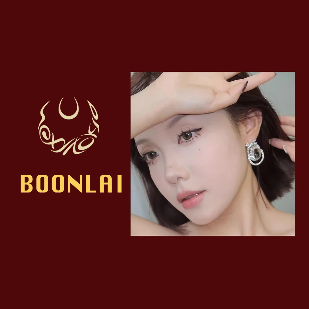 铜合金仿水晶耳饰 Boonlai   蝴蝶结透明椭圆镶钻耳环034