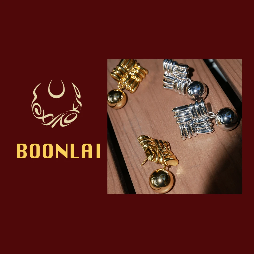 铜合金仿珍珠耳饰 Boonlai 金属球球方形时尚气质百搭耳环1841