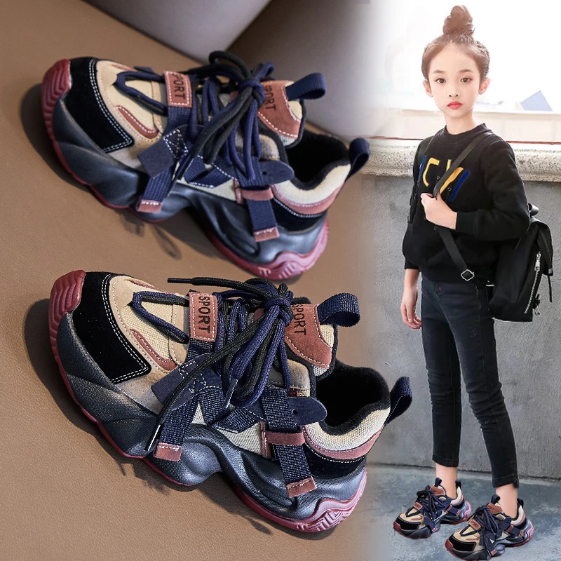 女童运动鞋秋冬款儿童鞋子小女孩爆款老爹鞋女孩中大童跑步二棉鞋