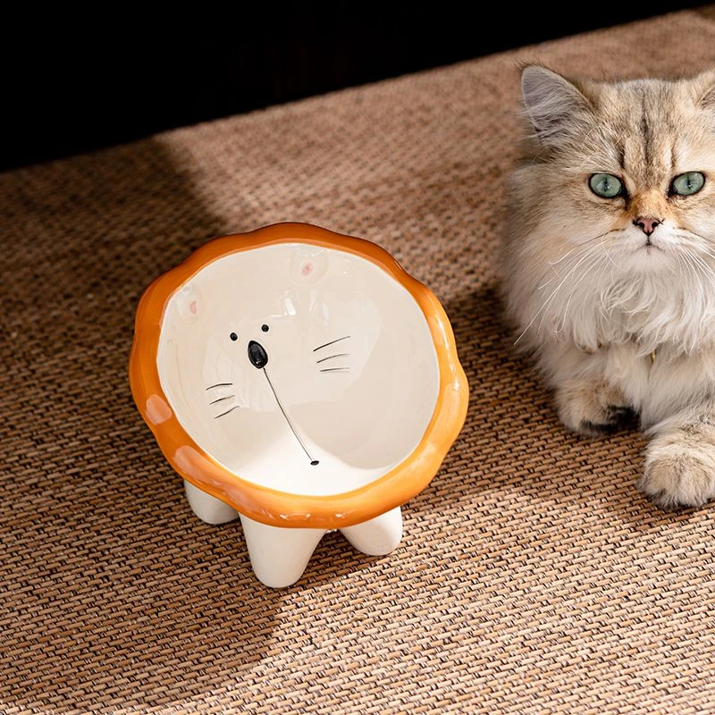 陶瓷猫咪碗宠物碗斜口护颈熊猫碗陶瓷碗宠物用品大容量家用冻干