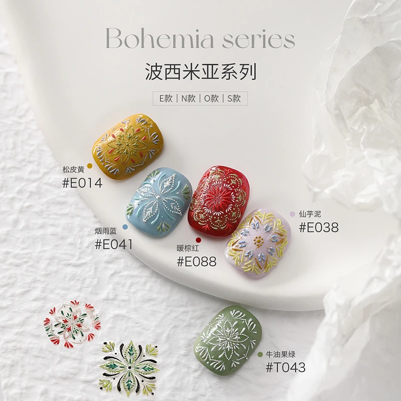 她叶美甲3D立体新年雪花蝴蝶美甲模具图案超薄模具浮雕胶硅胶模具