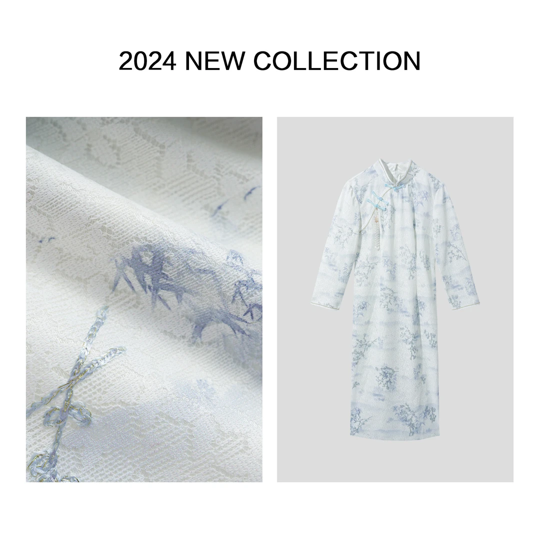 【小铃铛】L5F16021 古风飘逸：中国风刺绣长袖连衣裙