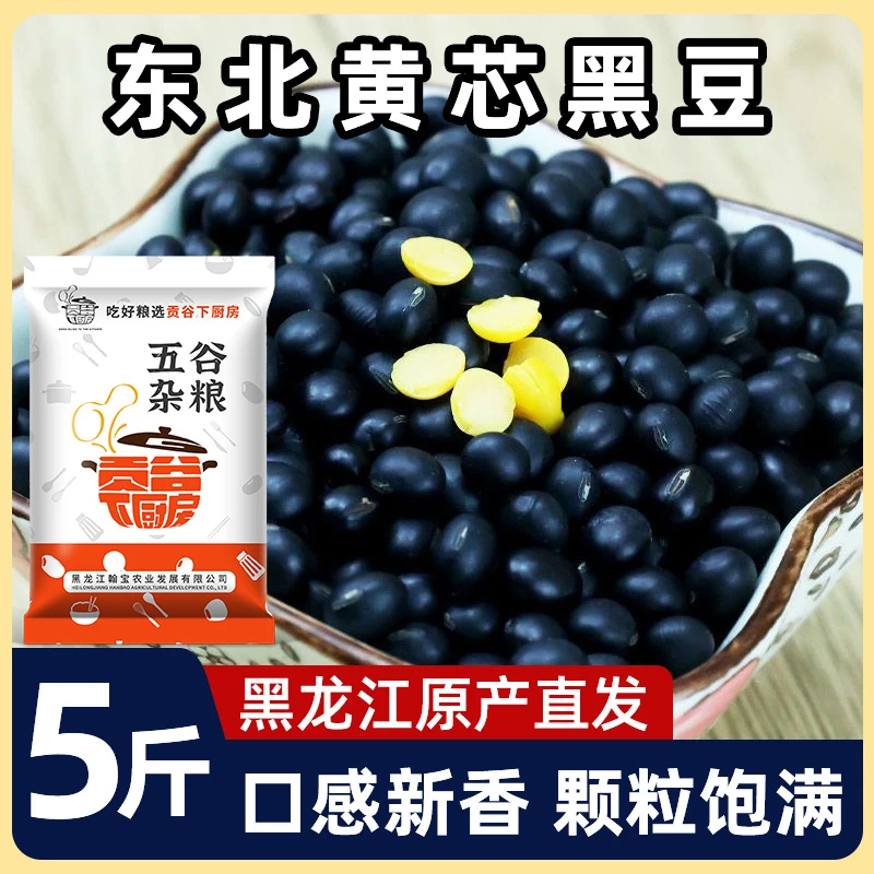 东北黄芯黑豆当季新货打豆浆专用五谷杂粮发豆芽农家自种醋泡黑豆