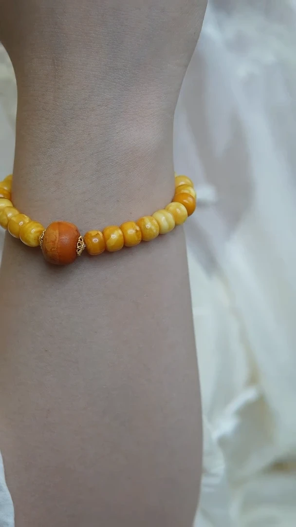 【闪购商品】蜜蜡裸石银S925镶嵌手串