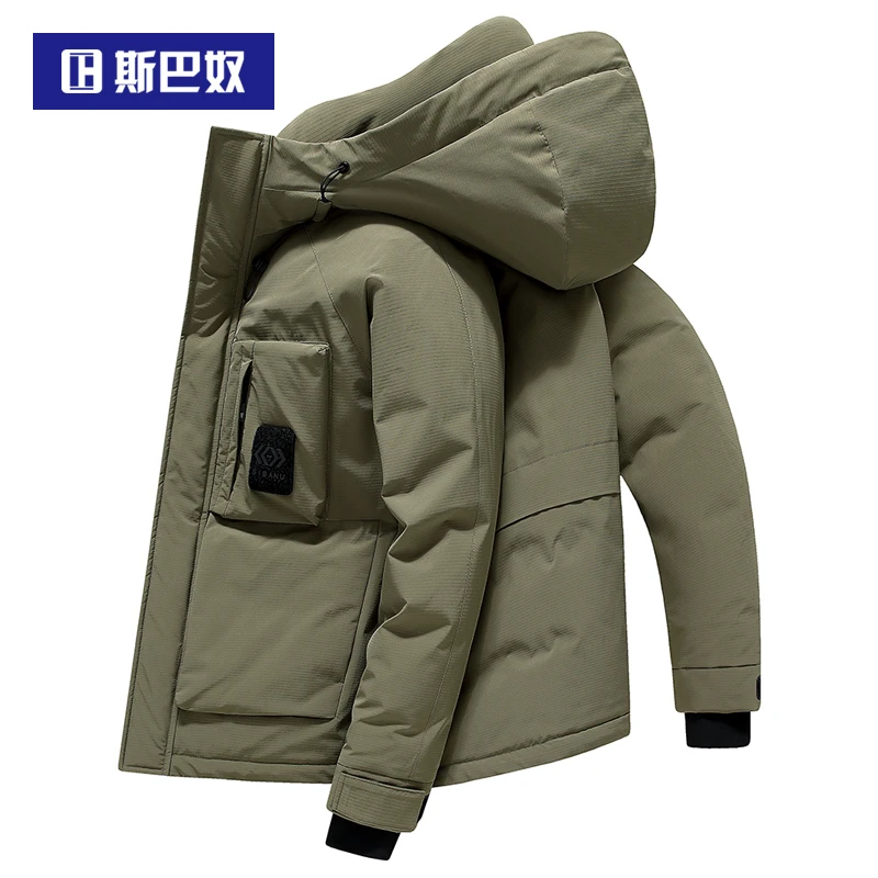 【新年】加厚羽绒服男短款2025冬季新款休闲连帽鸭绒保暖加绒秋冬潮