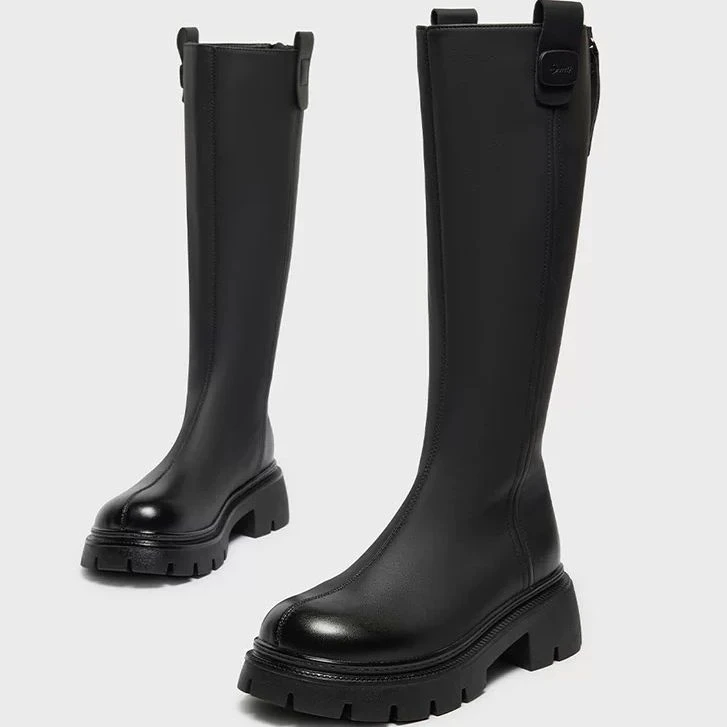 IEF/爱依服女靴2025秋冬新款美式个性时尚圆头厚底增高百搭长靴