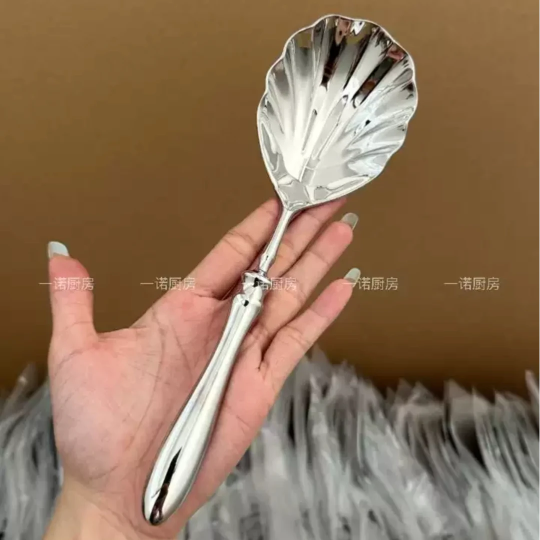 一诺厨房法式轻奢18-10钢贝壳勺复古宫廷风餐具汤勺喝汤勺分餐勺