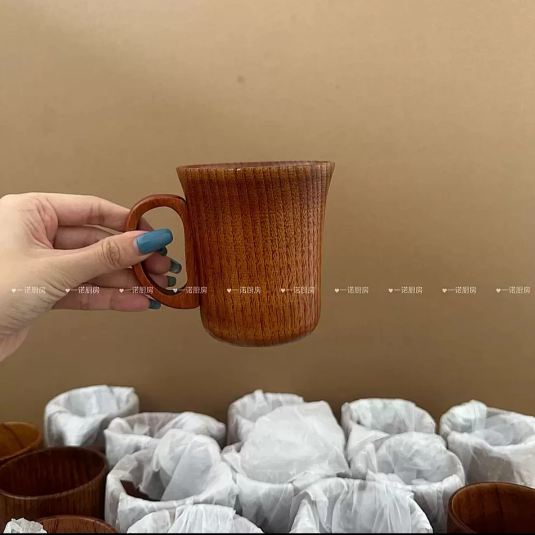 一诺厨房大容量日式复古纯木木质杯子木制咖啡杯水杯木头杯子实木