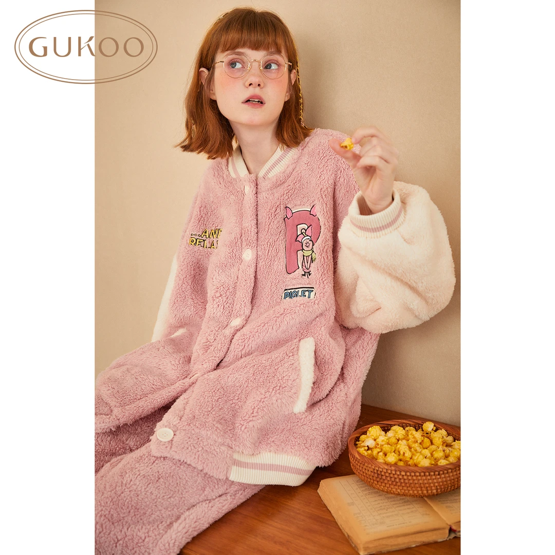 【Gukoo果壳】情侣套装秋冬季保暖加绒可外穿家居服