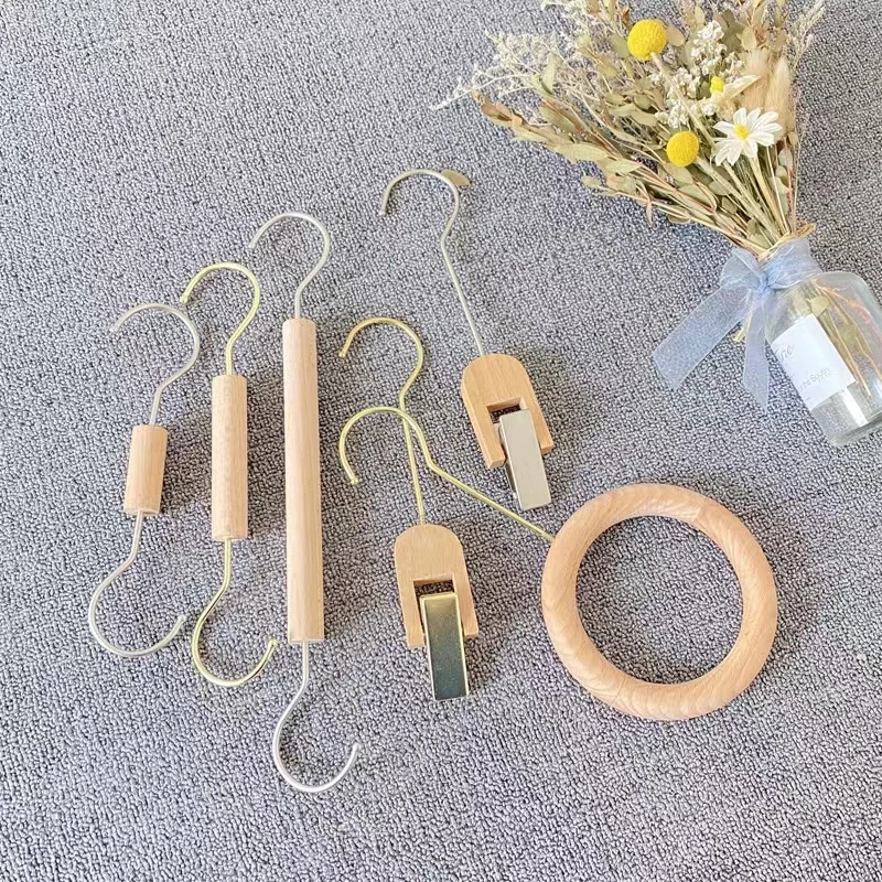 服装店衣服架子实木原木色创意北欧小吊架挂衣钩牛仔裤吊钩S钩挂