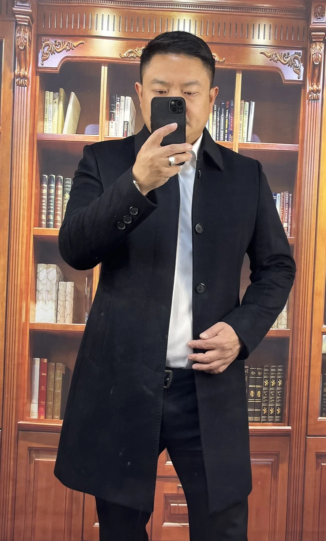 男士商务休闲风衣中长款羊绒呢大衣冬季加厚双面羊毛外套