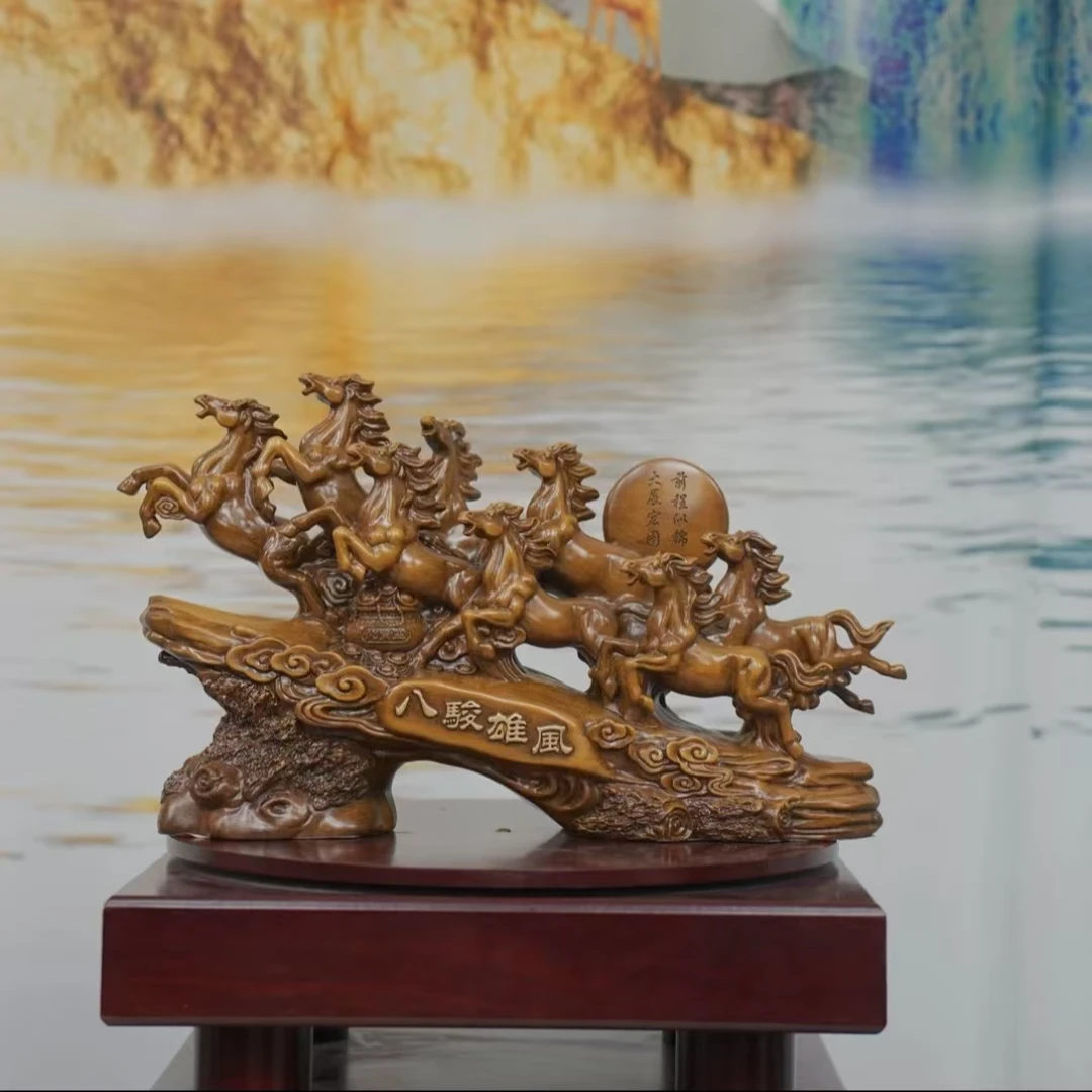 新款八骏雄风八骏马摆件书房客厅桌面摆件长38cm高22cm    SPC