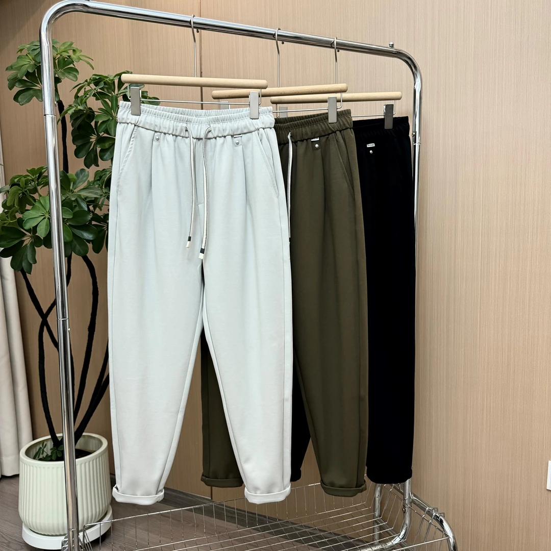 (微阔版休闲裤）S1男士潮流百搭宽松平口松紧绳休闲裤哈伦长裤6052