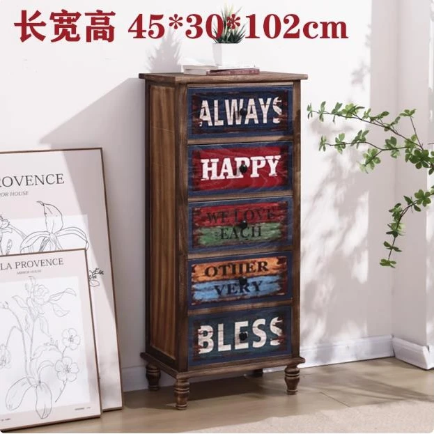 美式复古阳台实木边角柜客厅抽屉式收纳柜多功能储物柜免安装特价