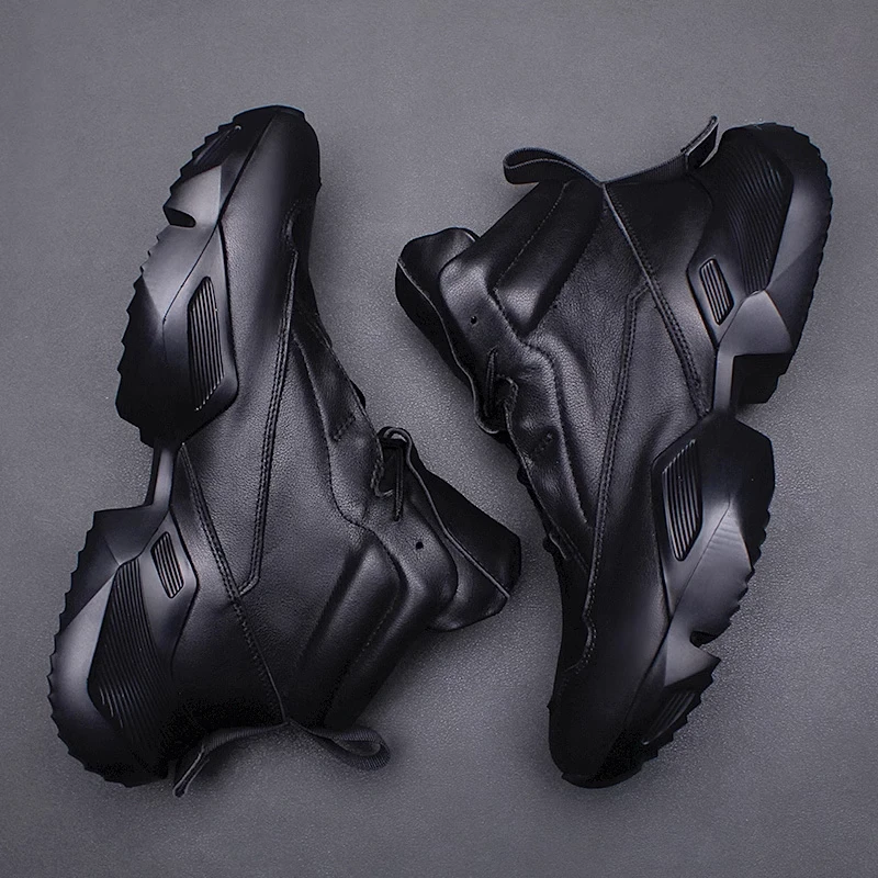 欧洲站秋季马丁靴男真皮高帮短靴皮靴个性HSW厚底增高男靴230905