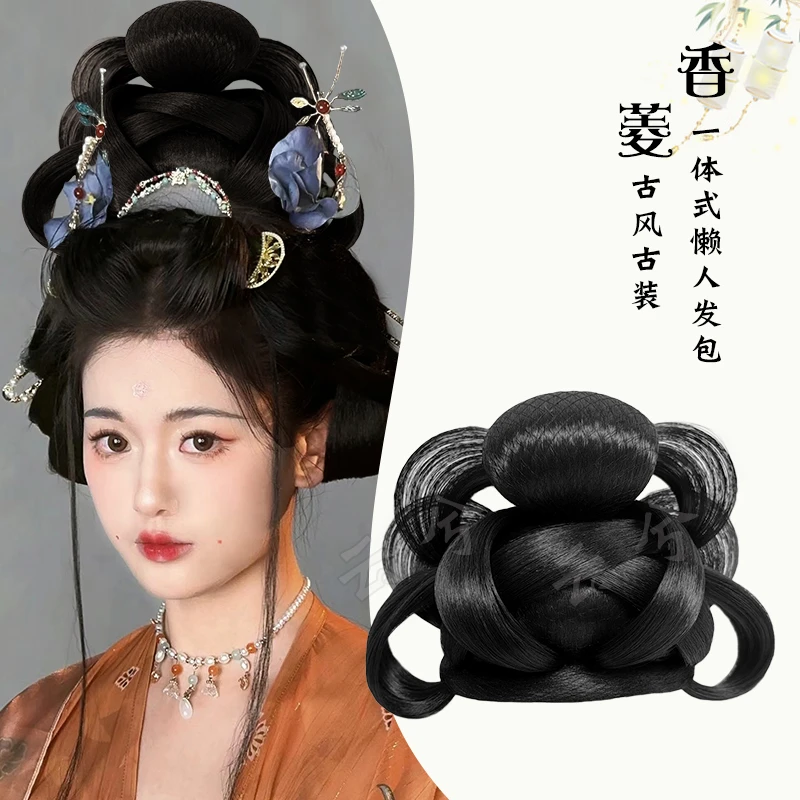 汉服假发包全软发丝一体式古风发髻古装国风美唐宋明贵妃造型头饰