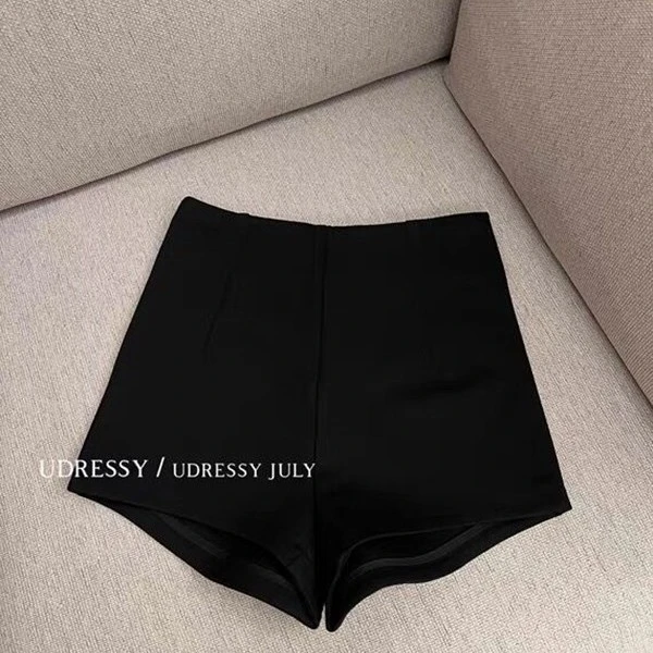 蔻蔻 【高腰显瘦】黑色高腰设计感休闲气质2025春夏修身弹力裤女