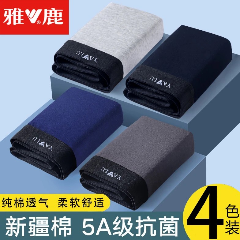 V/雅鹿男士内裤男款四角棉质裤头棉抗菌男生2025新款短裤裤衩运动