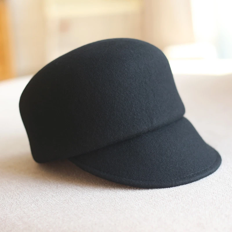秋冬羊毛呢简约优雅鸭舌帽棒球帽英伦风复古百搭日常马术帽显帽子