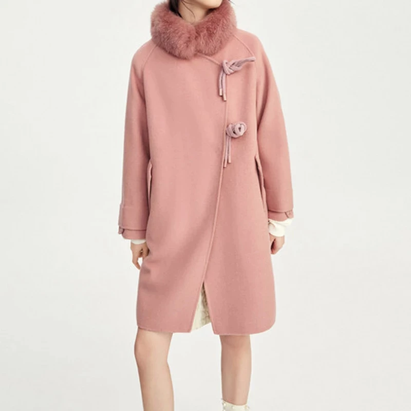 L061毛领双面呢大衣