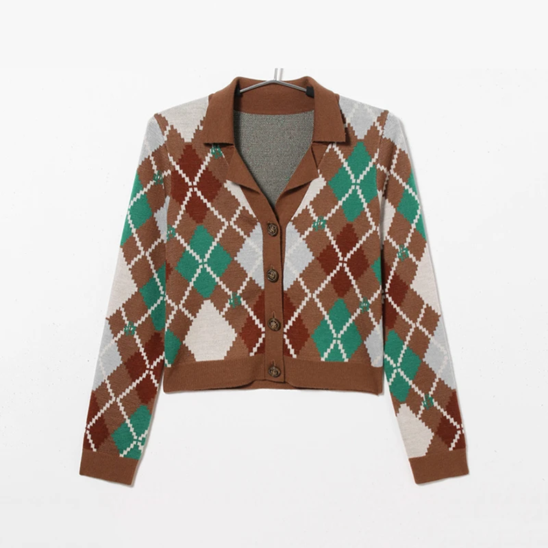 Z413菱形格开衫（默认不含配饰）