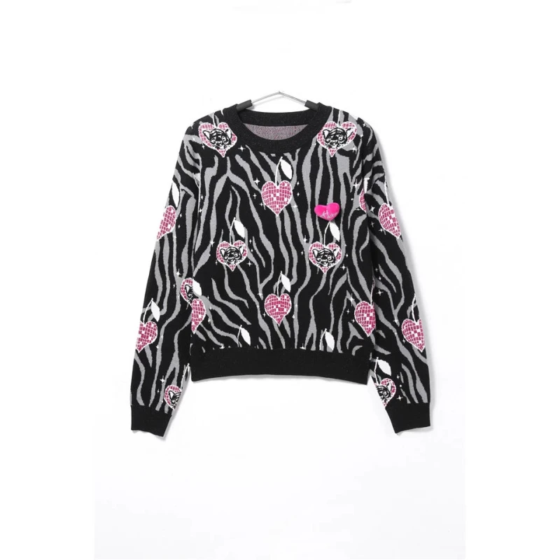 Z378时髦提花线套衫