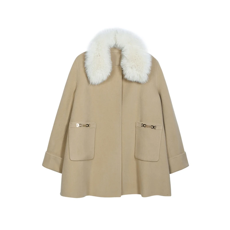 L063优雅翻领双面呢大衣（默认不含配饰）