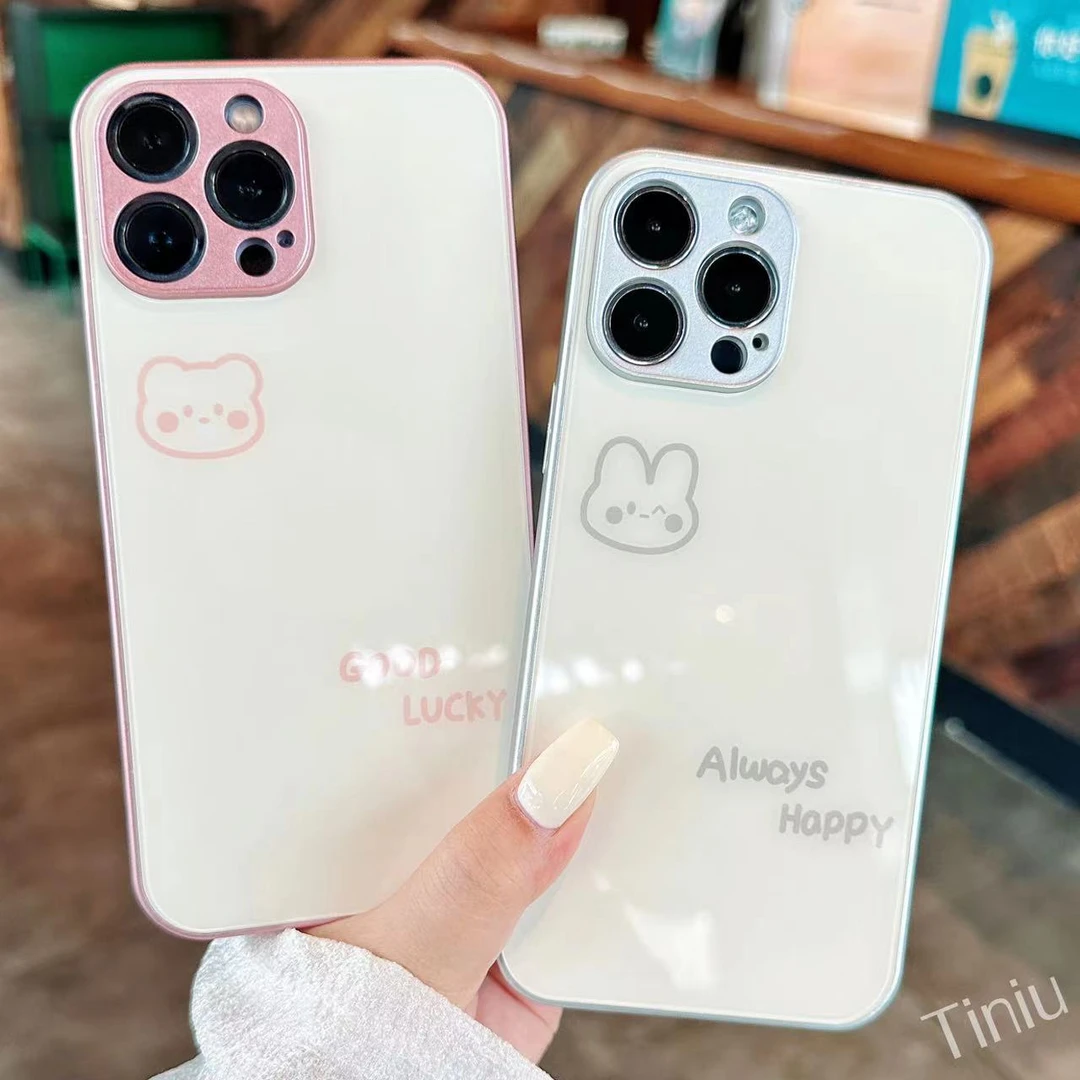 苹果/华为/荣耀/OPPO/VIVO 保持乐观金属漆钢化玻璃防刮花手机壳