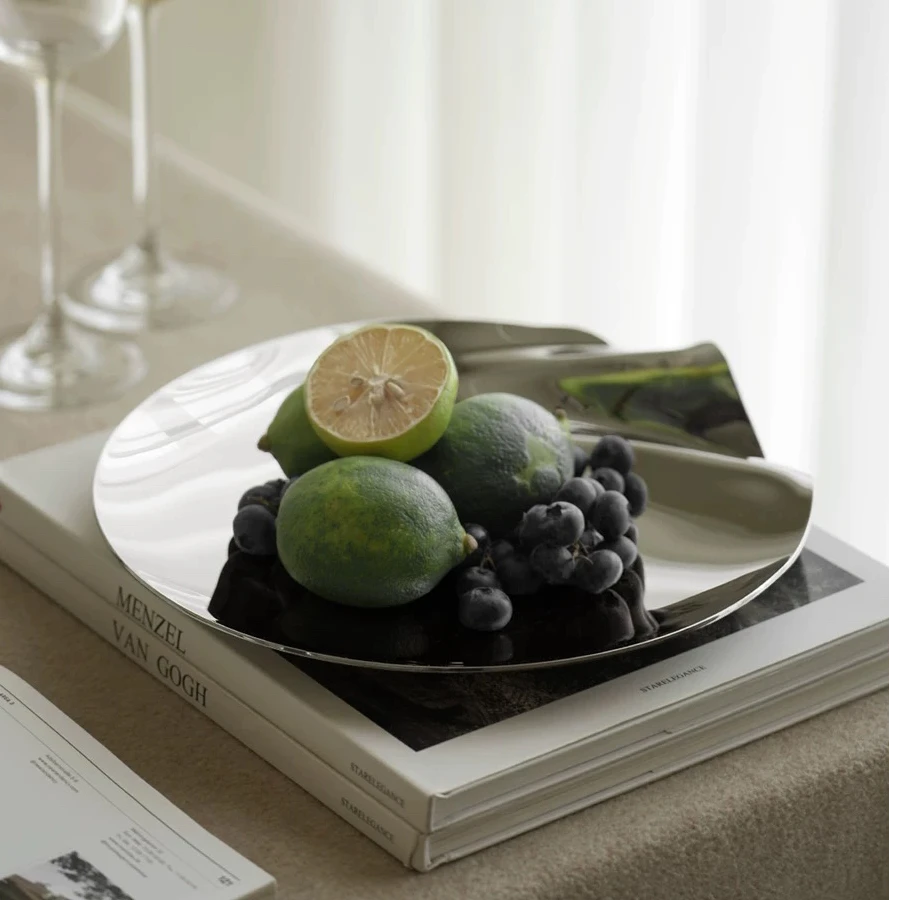 卓德铭18-10不锈钢异形水果盘北欧轻奢设计 家用盘子