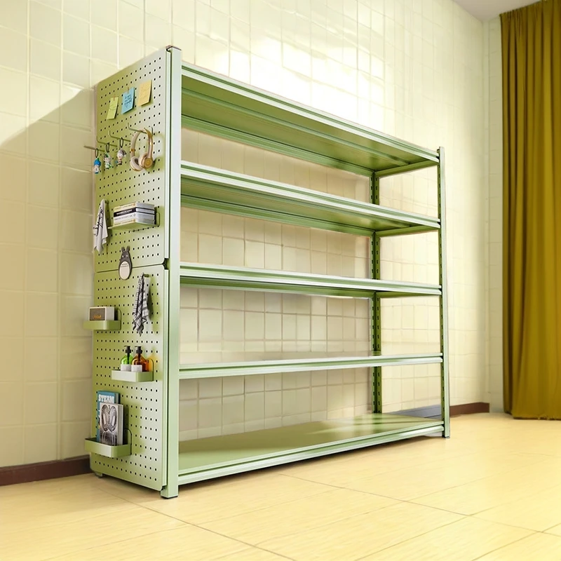 家用置物架彩色落地多层货架金属免打孔无异味客厅阳台收纳展示架