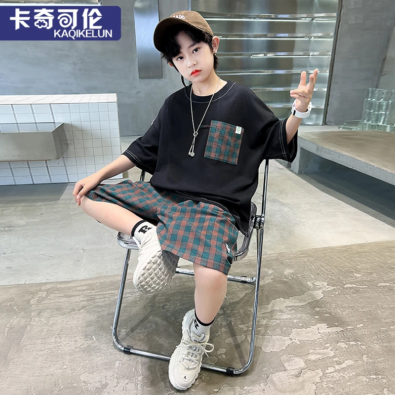 男童夏装套装纯棉2025新款儿童短袖夏季大童童装男孩帅气港风童装