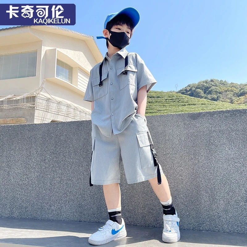 男童套装夏季2025新款儿童夏装运动中大童衣服短袖帅气网红潮童装