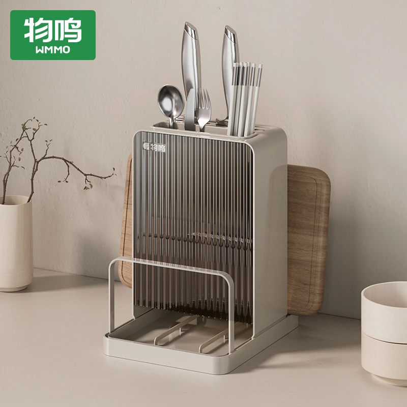 物鸣刀架厨房置物架厨房筷子笼砧板一体收纳架台面菜刀锅盖架刀座
