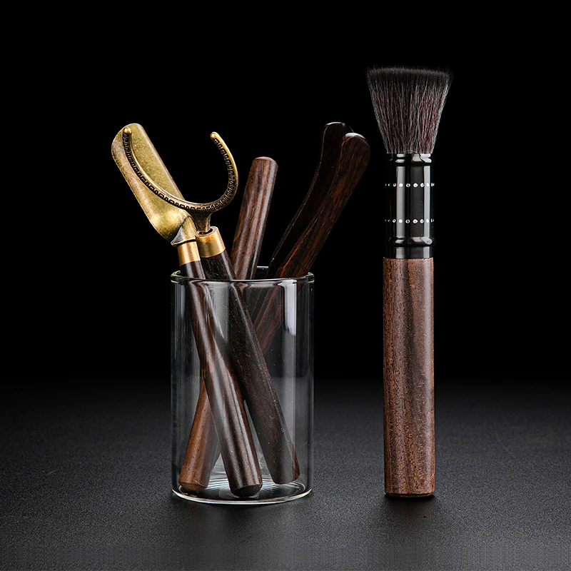 玻璃茶道六君子套装黑檀木养壶笔茶勺针功夫茶具配件泡茶工具大全