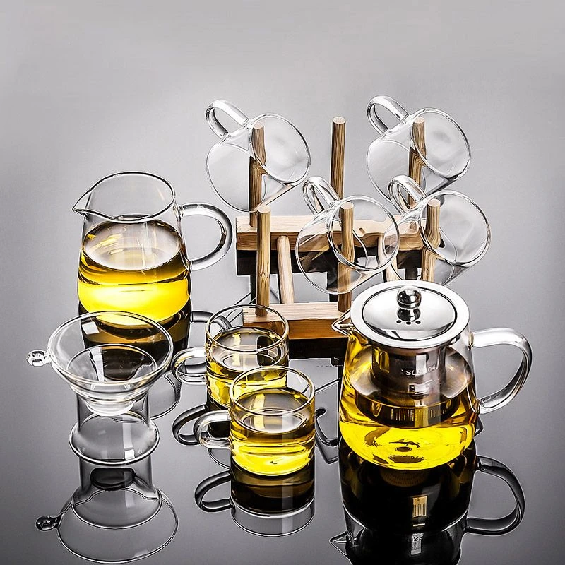家用日式玻璃茶具全套耐高温加厚套装透明功夫茶杯红茶泡茶壶茶盘