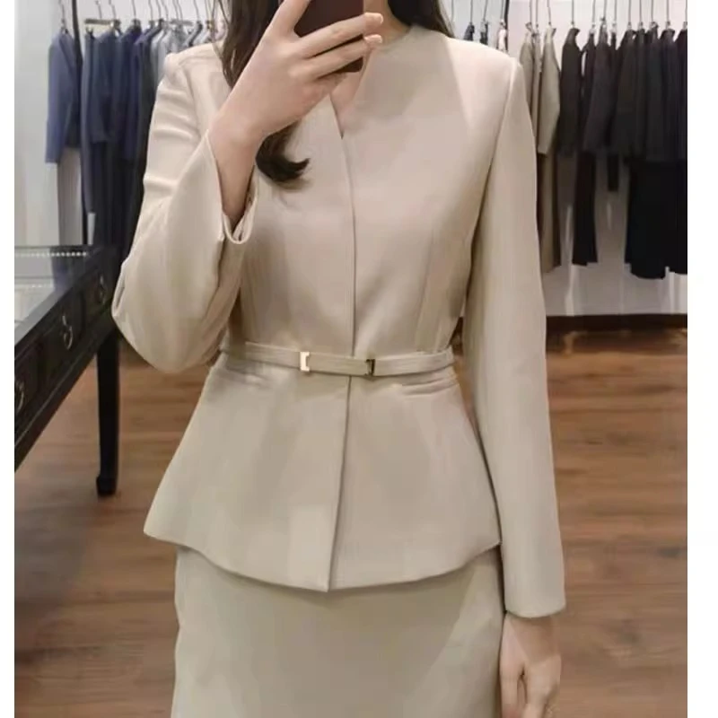 优雅气质商务职业西装裙套装女春秋新款收腰西服外套半身裙两件套