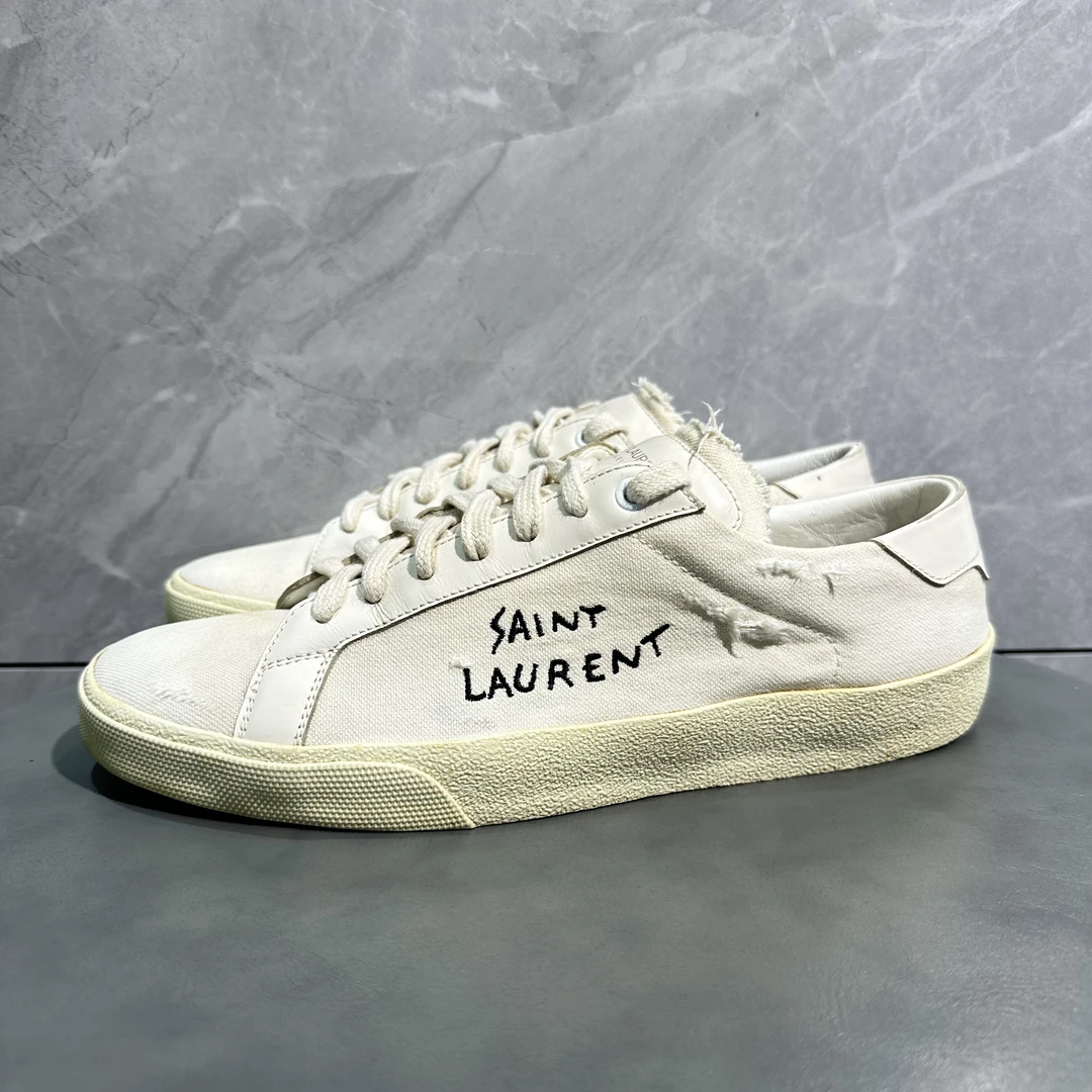 41码 正品 圣罗兰SAINT LAURENT  SL/06 奶油色 帆布板鞋