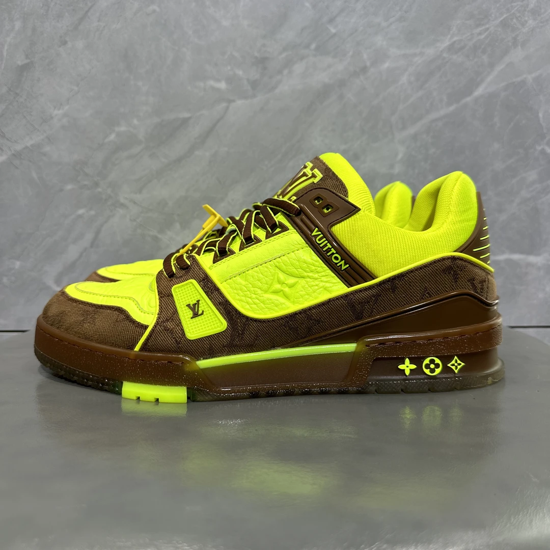 99新 42码 正品 路易威登 LV trainer 黄色板鞋 公价/1.1w