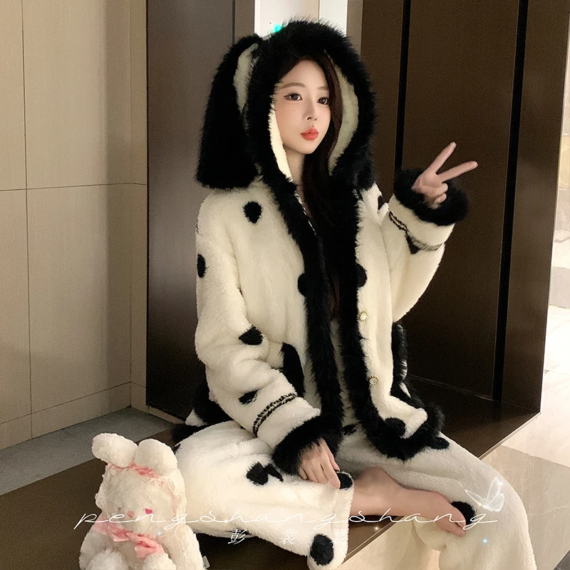 彭裳裳【黑糖布丁】冬装上新女士睡衣宽松气质时尚轻奢舒适家居服