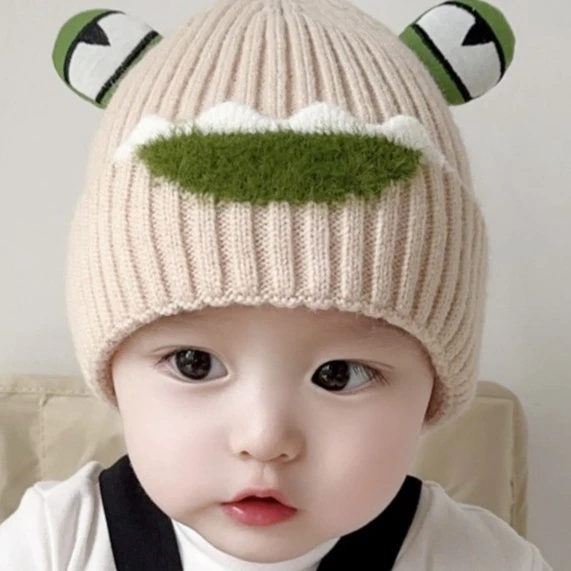 秋冬款婴儿帽子男女宝宝可爱超萌套头毛线帽婴幼儿冬天防风护耳帽
