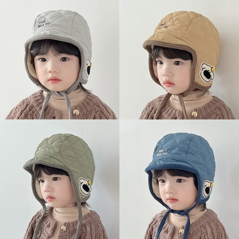 儿童护耳帽秋冬男童雷锋帽保暖韩版女宝宝飞行帽小孩子夹棉防风帽