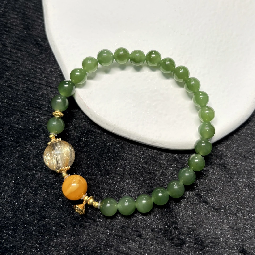 【安然】碧玉手串（天然珠宝多样性发其一）