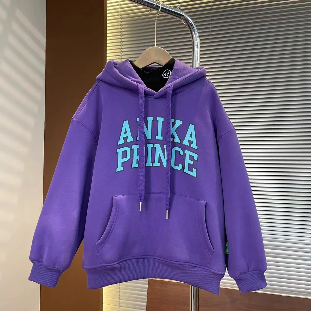 中大童装秋冬款加绒加厚连帽卫衣男女童都可穿休闲儿童字母印花潮