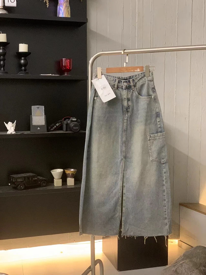 小妳XiaoNi———（夏款牛仔开叉半身裙2321641）