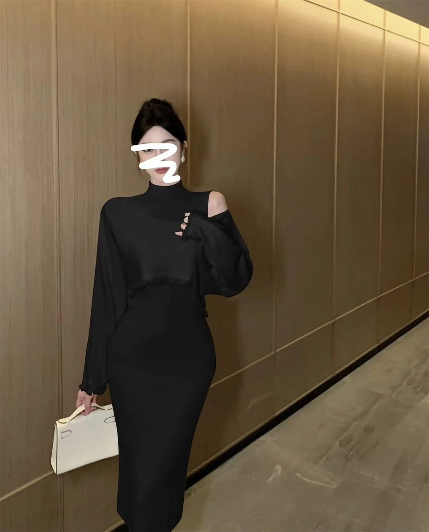 小妳XiaoNi———（冬款气质针织连体裙套装2340131）