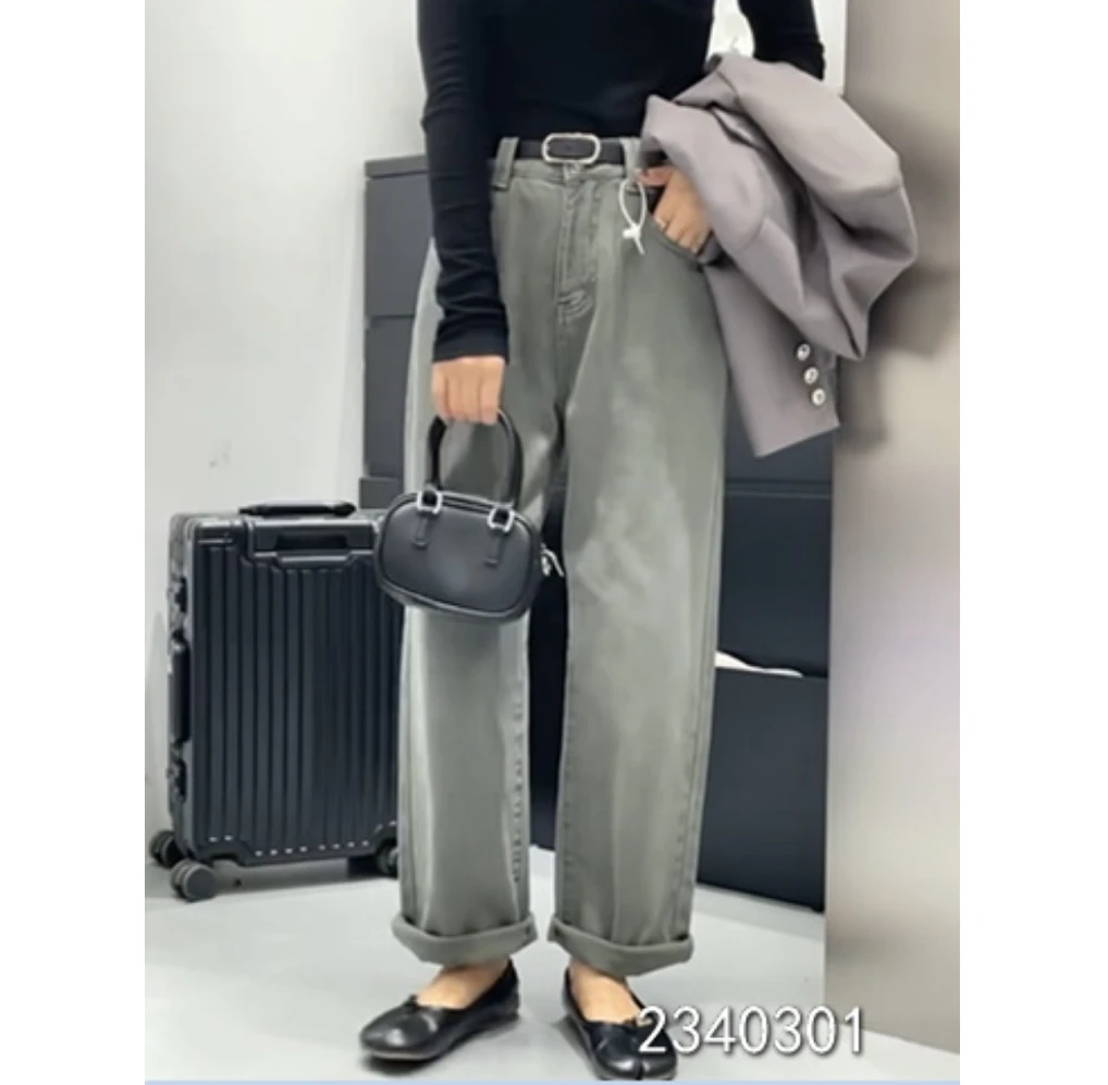 小妳XiaoNi———（冬款直筒加绒牛仔裤2340301）