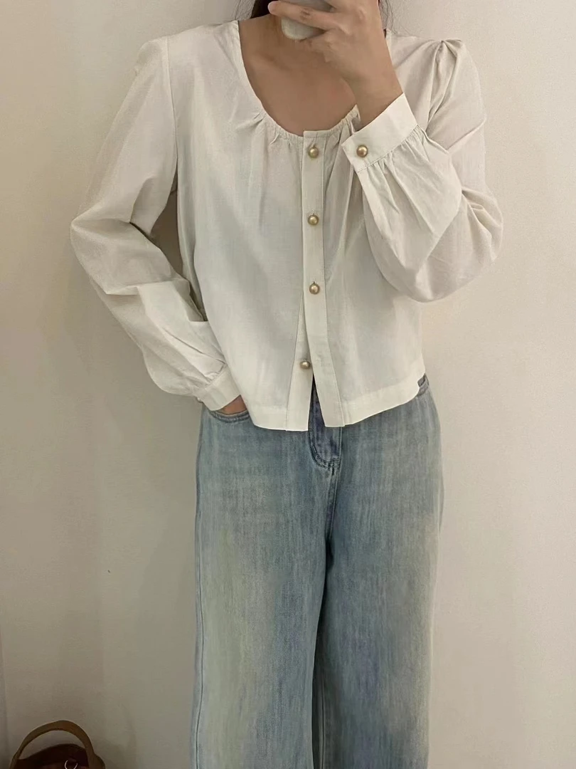 小妳XiaoNi———（春秋款排扣衬衫2330210）