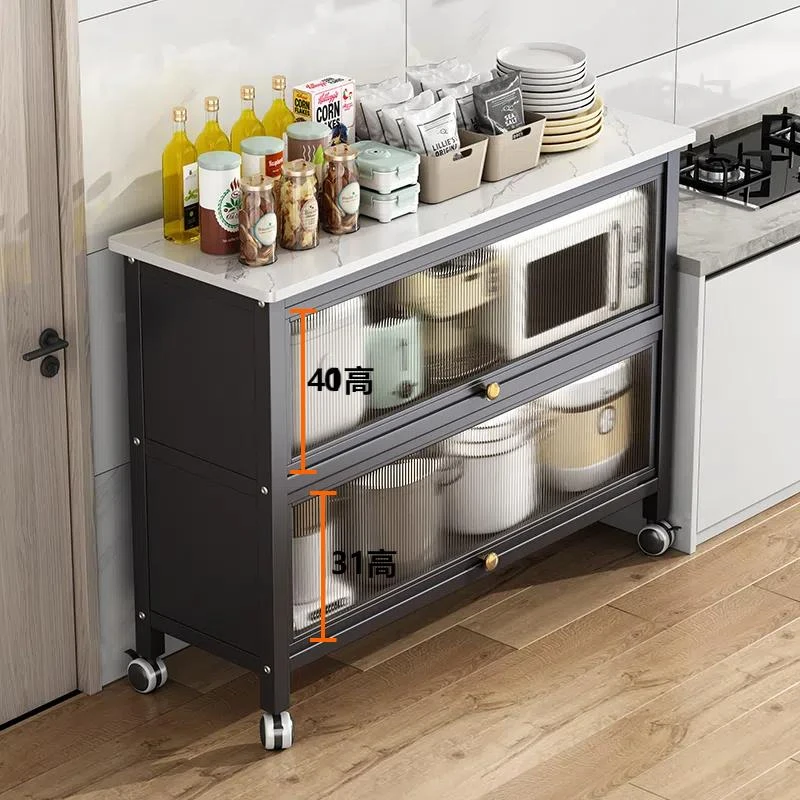 岩板柜三层厨房置物多功能微波炉烤箱架加厚储物家用收纳杂物